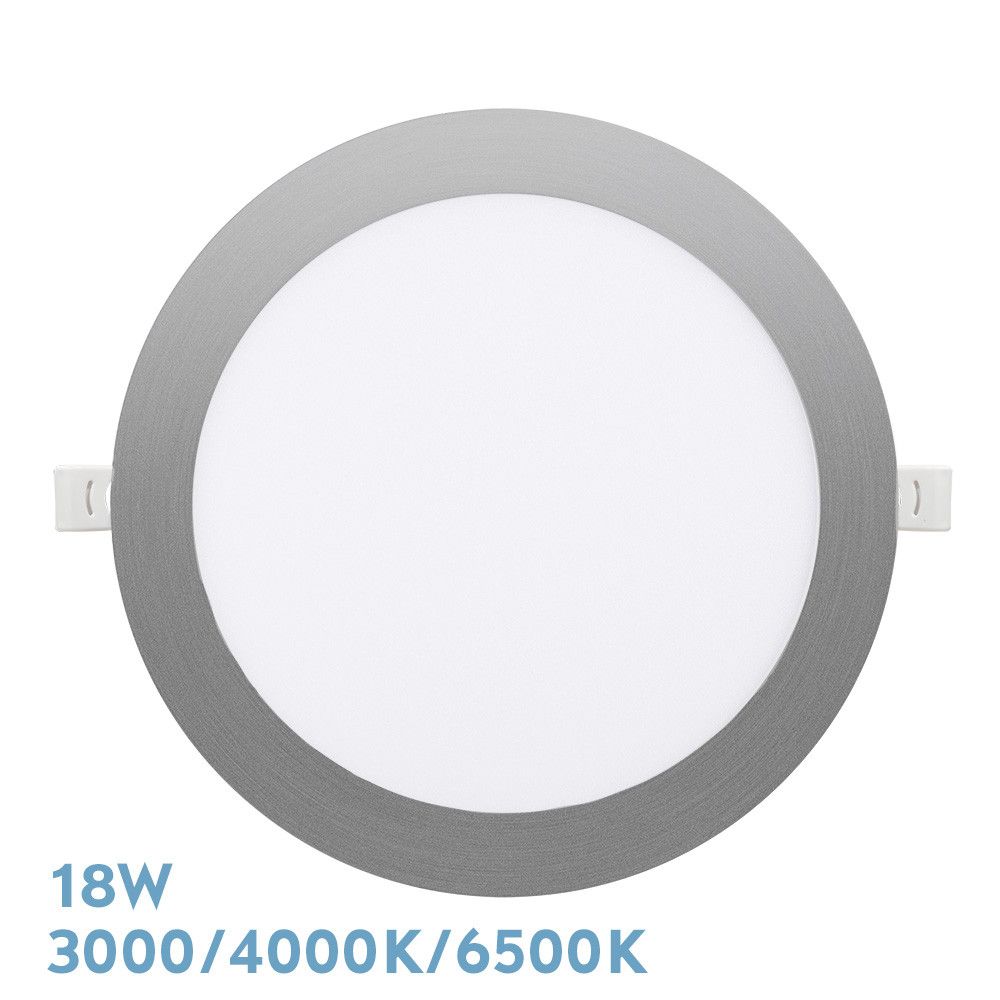 SILEX, Downlight LED Redondo 18W (Ø22,5 cm), Níquel, Selector color de luz