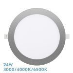 SILEX, Downlight LED Redondo 24W (Ø22,5 cm), Níquel, Selector color de luz
