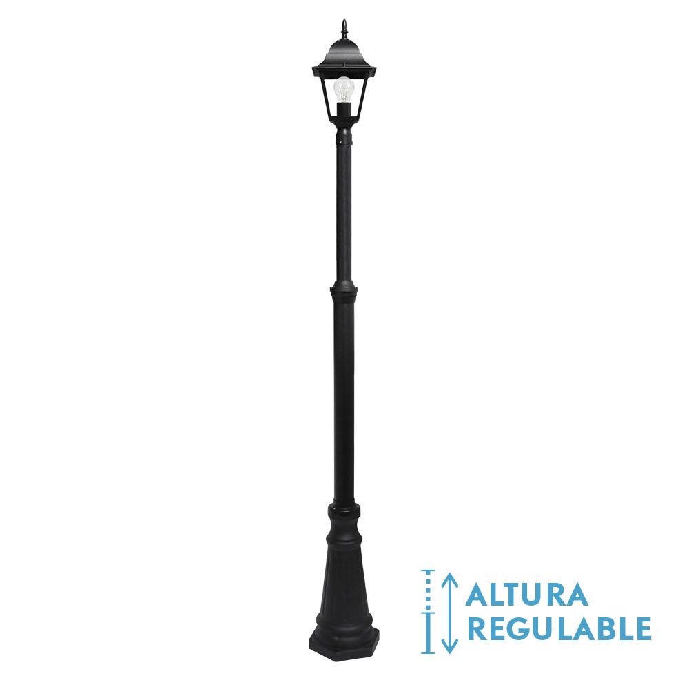 Spica, farola exterior aluminio negro, altura regulable