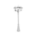 Spica, farola exterior aluminio blanco, altura regulable, 3 cabezas