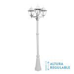 Spica, farola exterior aluminio blanco, altura regulable, 3 cabezas