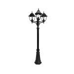 Spica, farola exterior aluminio negro, altura regulable, 3 cabezas
