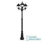 Spica, farola exterior aluminio negro, altura regulable, 3 cabezas