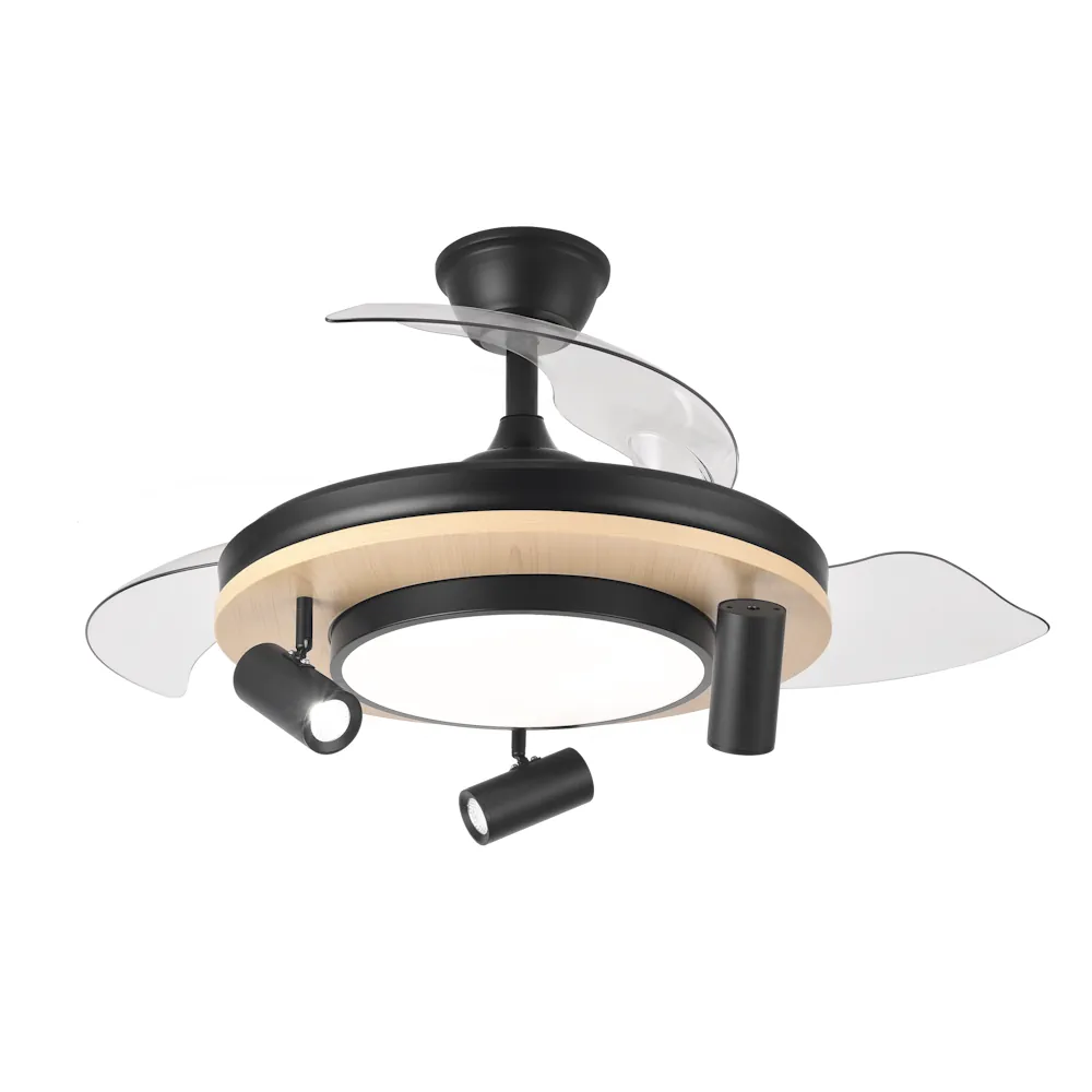 GLADIATOR, Ventilador techo aspas retráctiles, color negro-madera