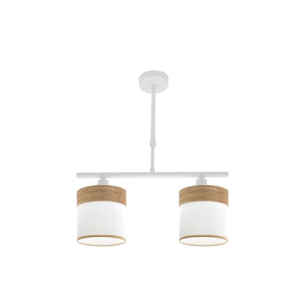 CLOE, Colgante lámpara de 2 apliques, color Blanca/Madera clara