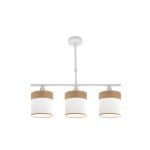 CLOE, Colgante lámpara de 3 apliques, color Blanca/Madera clara
