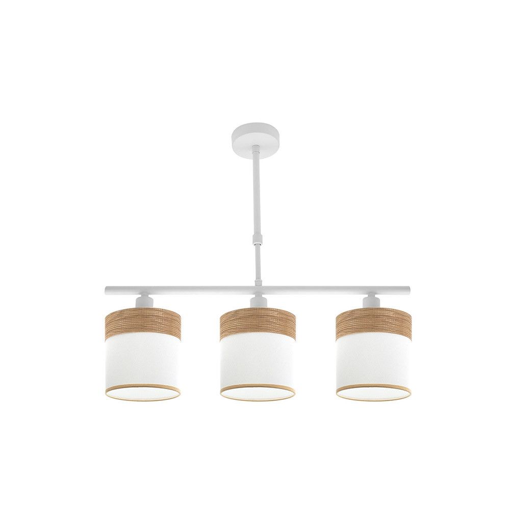 CLOE, Colgante lámpara de 3 apliques, color Blanca/Madera clara