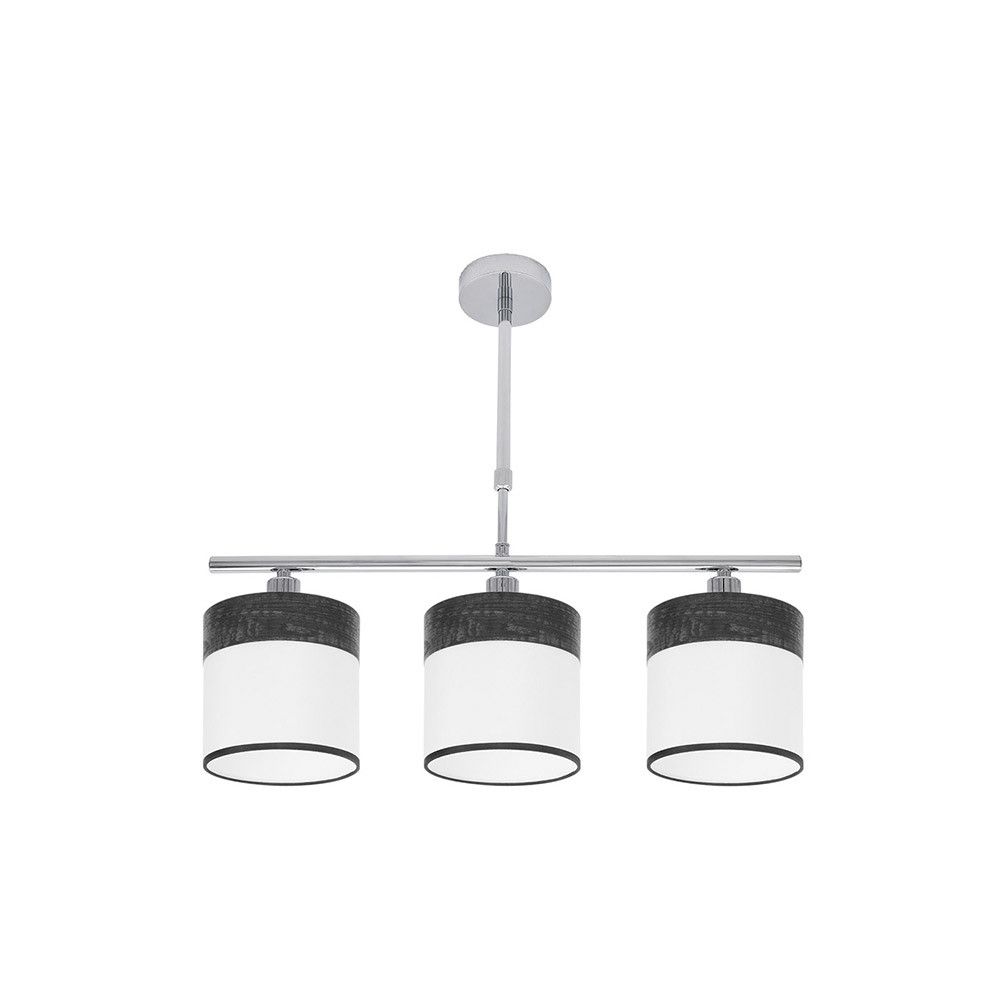 CLOE, Colgante lámpara de 3 apliques, color Cromo/Madera negra