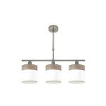 CLOE, Colgante lámpara de 3 apliques, color Níquel/Madera gris
