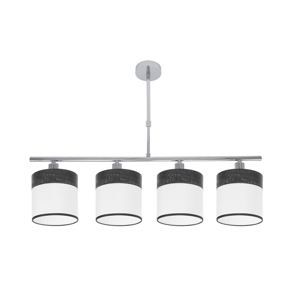 CLOE, Colgante lámpara de 4 apliques, color Cromo/Madera negra