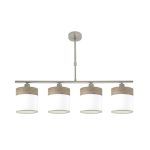 CLOE, Colgante lámpara de 4 apliques, color Níquel/Madera gris
