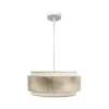 NEPAL, Lámpara colgante blanco, pantalla blanco/oro, 40 cm diámetro