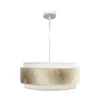 NEPAL, Lámpara colgante blanco, pantalla blanco/oro, 50 cm diámetro