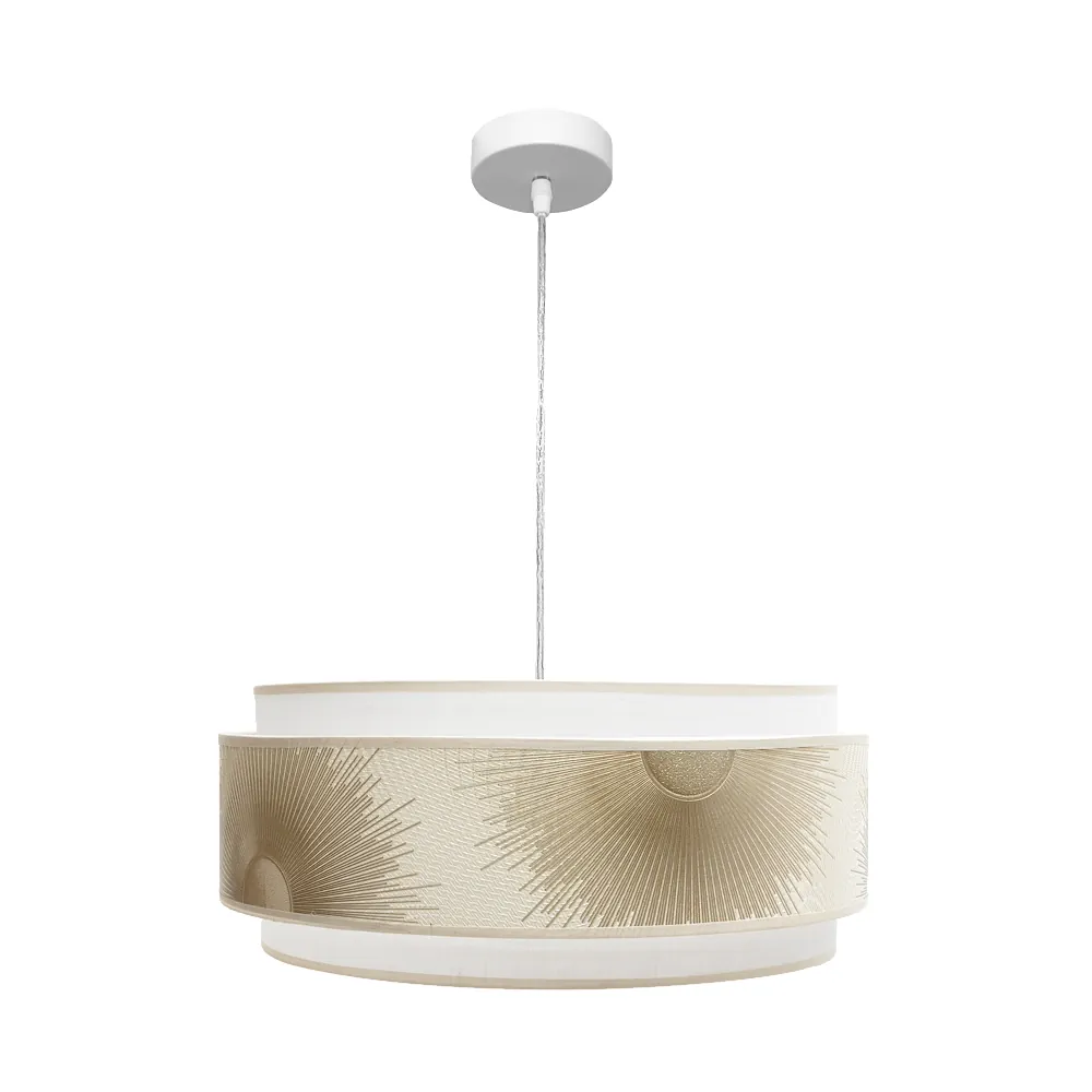NEPAL, Lámpara colgante blanco, pantalla blanco/oro, 50 cm diámetro
