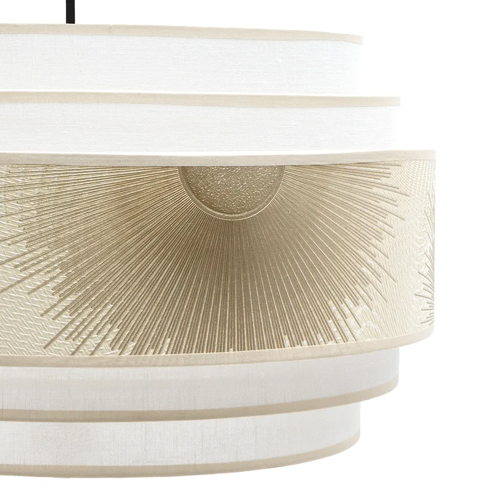 NEPAL, Lámpara colgante con pantalla lino blanco/dorado, detalle