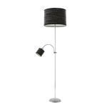 ARMONIA, lámpara de pie con luz auxiliar, color plata/madera negra