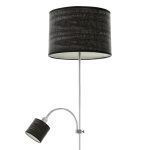 ARMONIA, lámpara de pie con luz auxiliar, color plata/madera negra