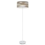 ODRA, Lámpara de pie color blanco, con pantalla color madera gris