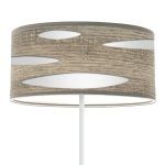 ODRA, Lámpara de pie color blanco, con pantalla color madera gris