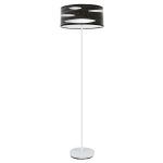 ODRA, Lámpara de pie color blanco, con pantalla color madera negra