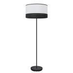 OLGA, Lámpara de pie, color negro, con pantalla color blanco/madera negra