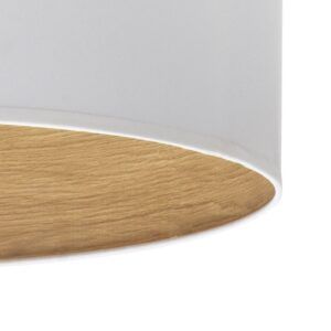 TANIA, lámpara de pie color blanco, pantalla blanca e interior madera clara, detalle