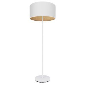 TANIA, lámpara de pie color blanco, pantalla blanca e interior madera clara