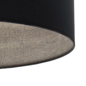 TANIA, lámpara de pie color negro, pantalla negra e interior madera gris, detalle