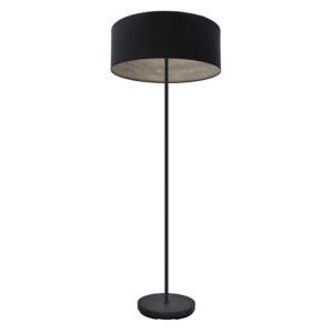 TANIA, lámpara de pie color negro, pantalla negra e interior madera gris