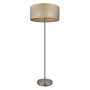 TANIA, lámpara de pie color cuero, pantalla e interior madera clara