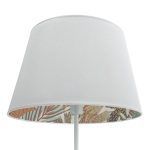 TUNEZ, Lámpara de pie color blanco, pantalla blanca con estampado interior, detalle