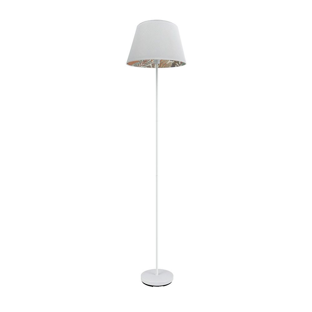 TUNEZ, Lámpara de pie color blanco, pantalla blanca con estampado interior
