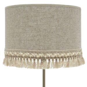 VERA, Lámpara de pie color cuero y pantalla lino beige, detalle