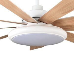 PIREO, ventilador de techo blanco, con aspas reversibles blanco/haya, detalle