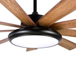 PIREO, ventilador de techo negro, con aspas reversibles roble/haya, detalle