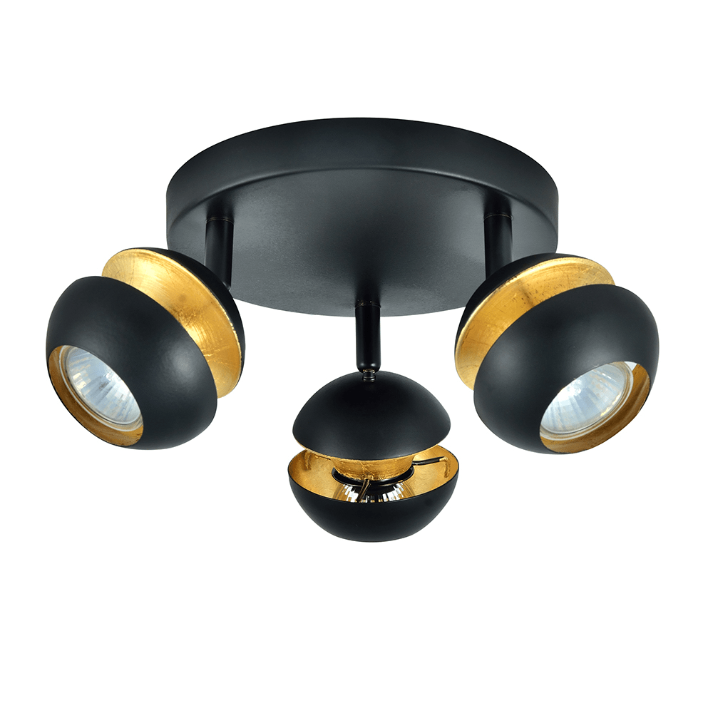 BEETHOVEN, Plafón 3 focos - Negro/Oro
