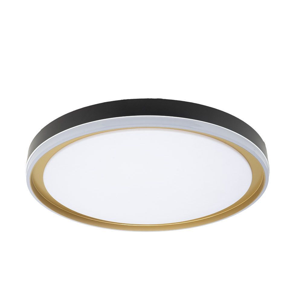 CLARIBEL, Plafón led de techo, con selector de color de luz y mando a distancia, Ø50 cm. Color negro/oro
