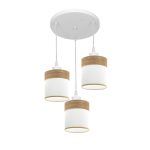 CLOE, Colgante plafón 3 alturas, color Blanco/Madera clara