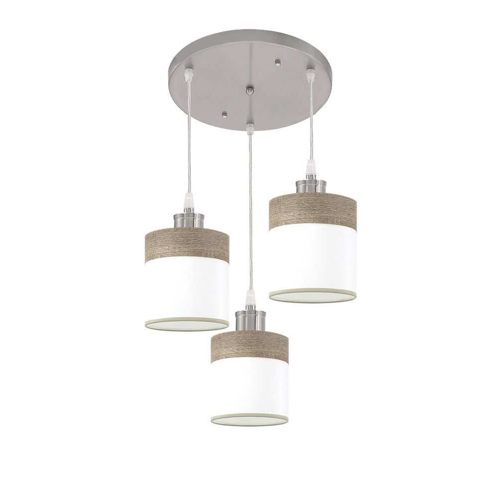 CLOE, Colgante plafón 3 alturas, color Blanco/Madera gris