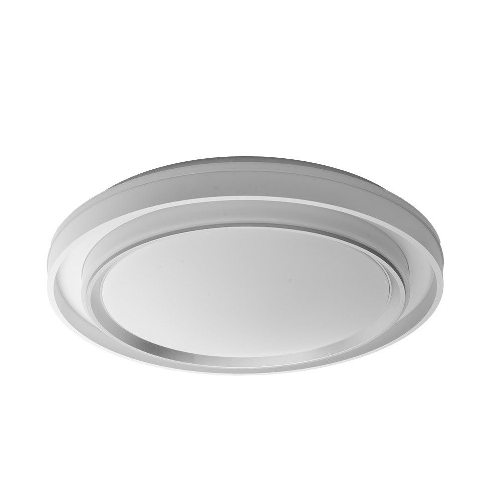 MEYER, Plafón led de techo, con selector de color de luz y mando a distancia, Ø50 cm. Color blanco/plata