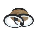 SYDNEY, Plafón led 32W, color negro/madera oscura