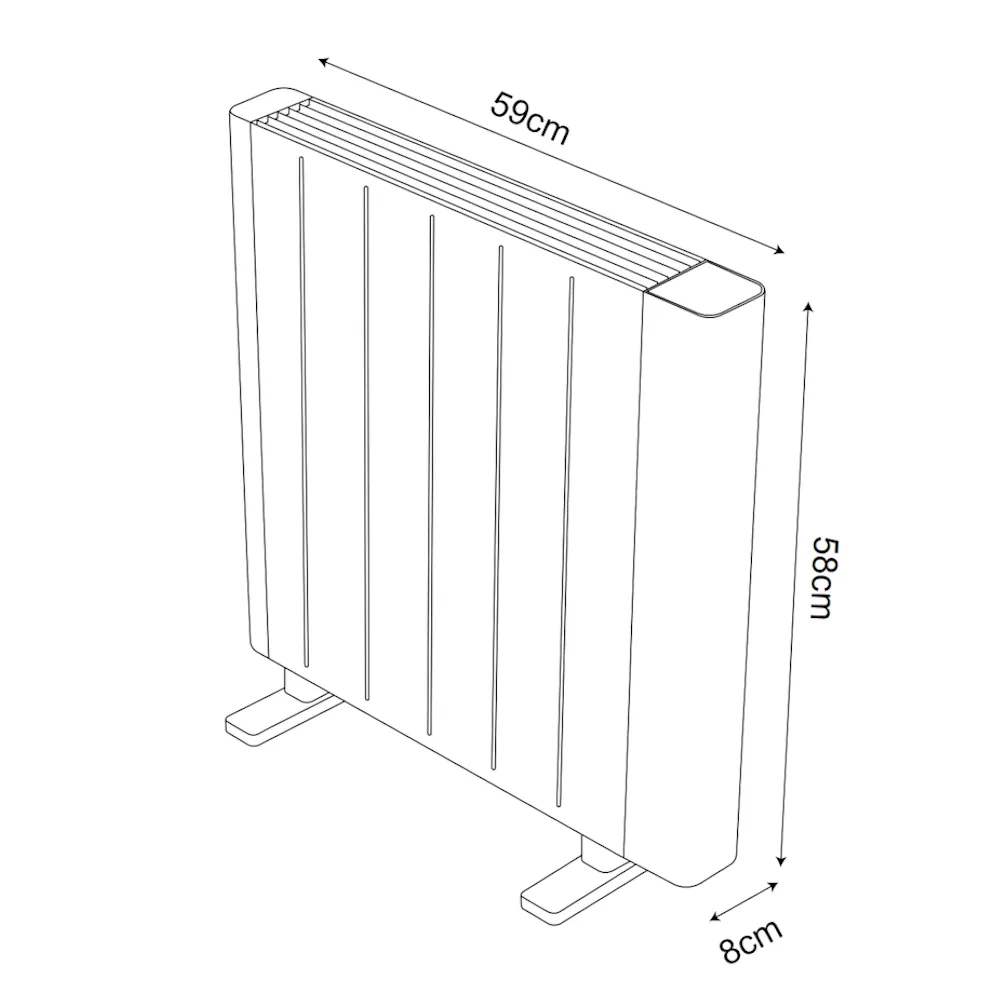 POINT, Emisor térmico 1200W, dimensiones