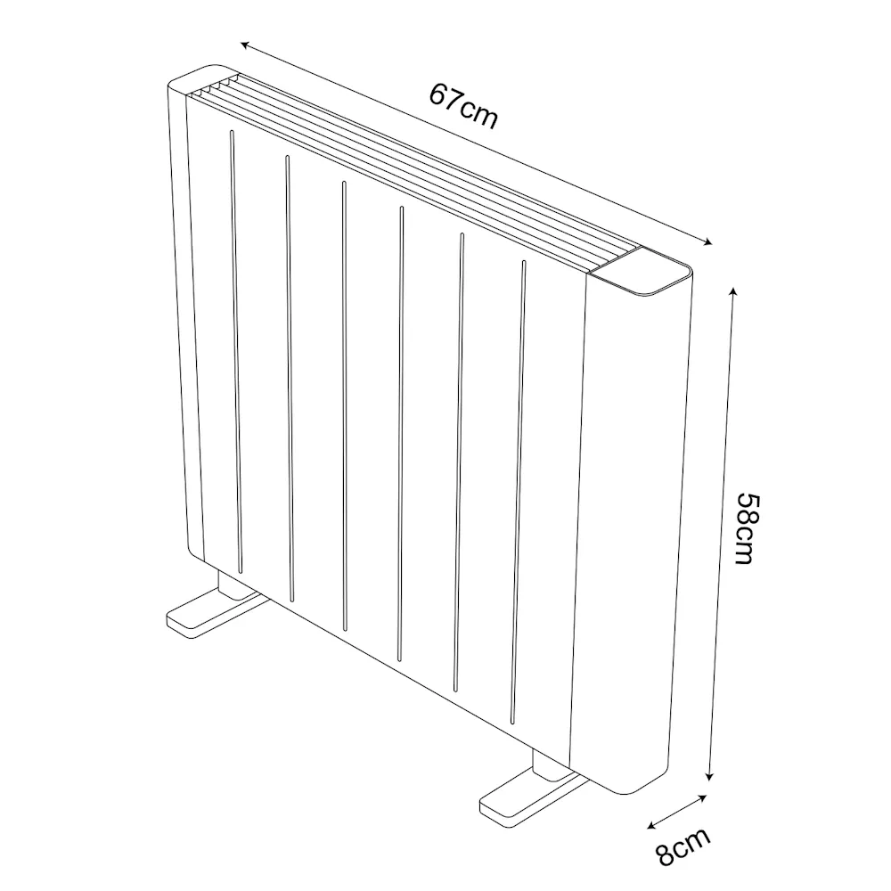 POINT, Emisor térmico 1500W, dimensiones