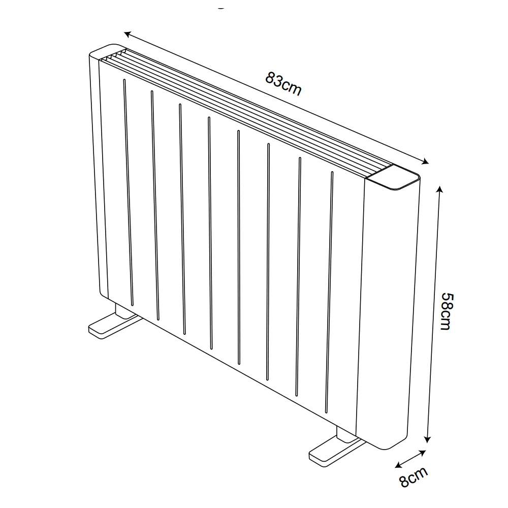 POINT, Emisor térmico 2000W, dimensiones