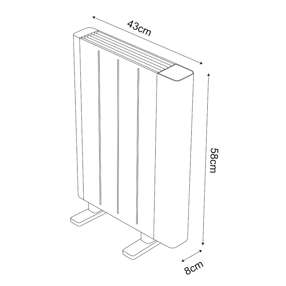 POINT, Emisor térmico 600W, dimensiones