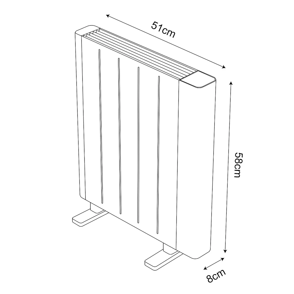POINT, Emisor térmico 900W, dimensiones