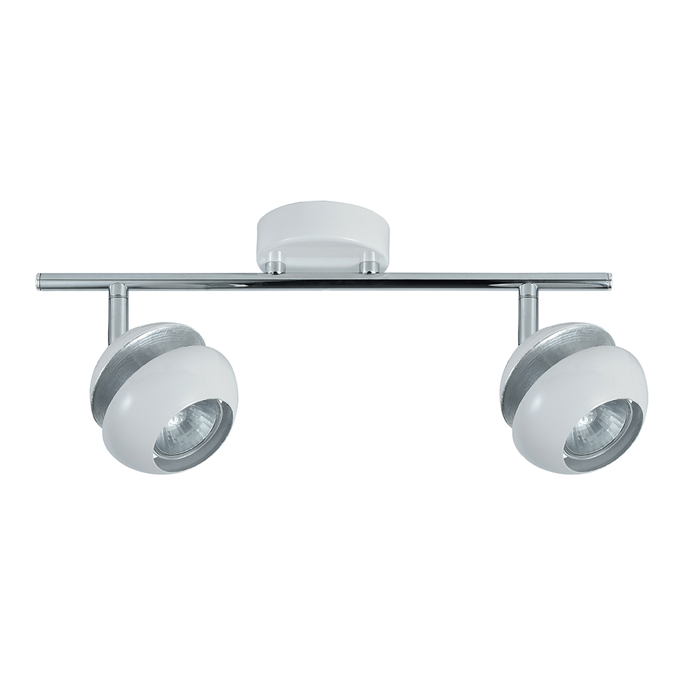 BEETHOVEN, Regleta 2 focos - Blanco/Plata