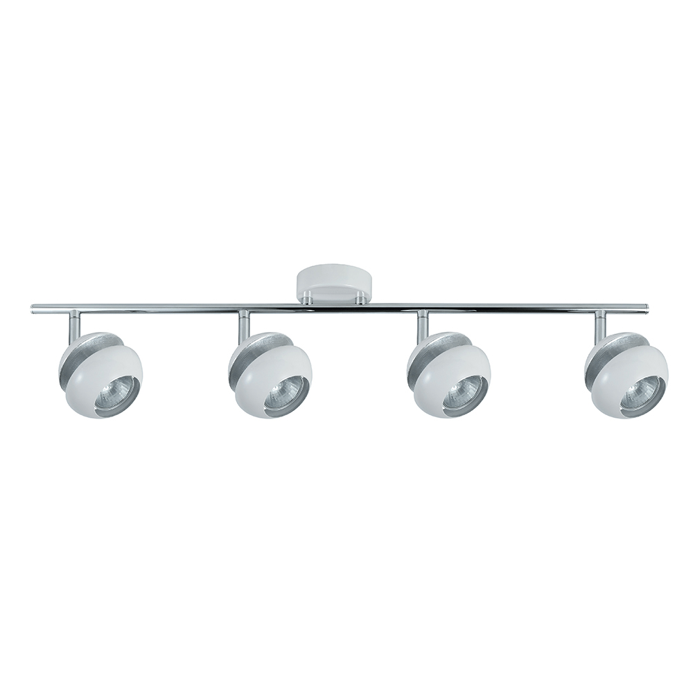 BEETHOVEN, Regleta 4 focos - Blanco/Plata