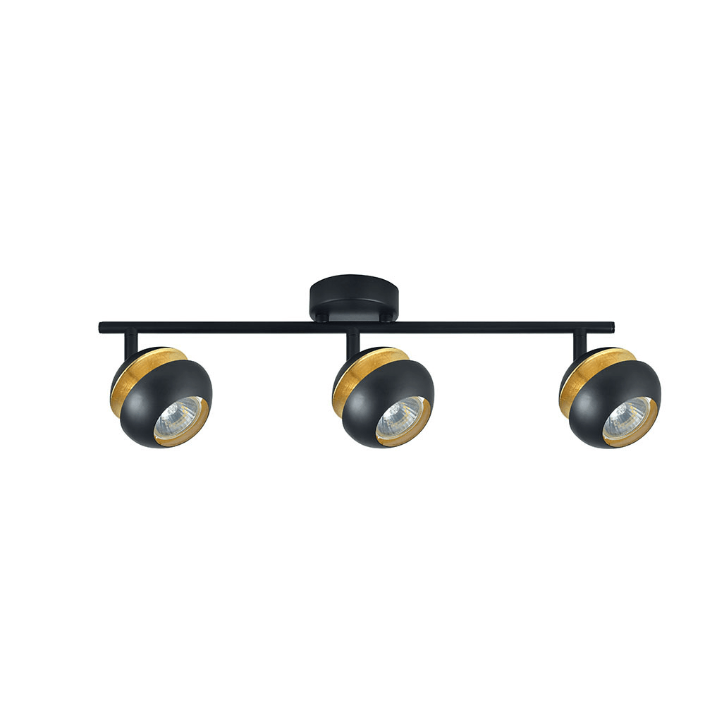 BEETHOVEN, Regleta 3 focos - Negro/Oro