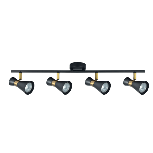 MAXIMO, Regleta 4 focos - Negro/Cuero
